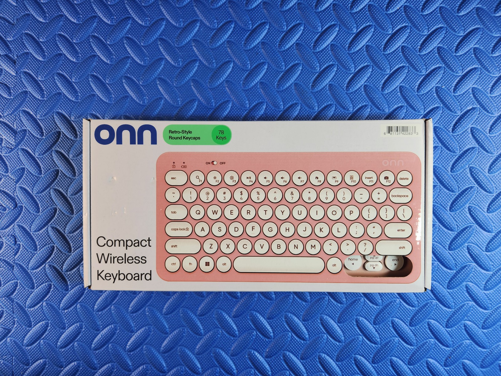 Onn. Compact Wireless Keyboard 78 Keys Retro-Style Round Keycaps – Pink