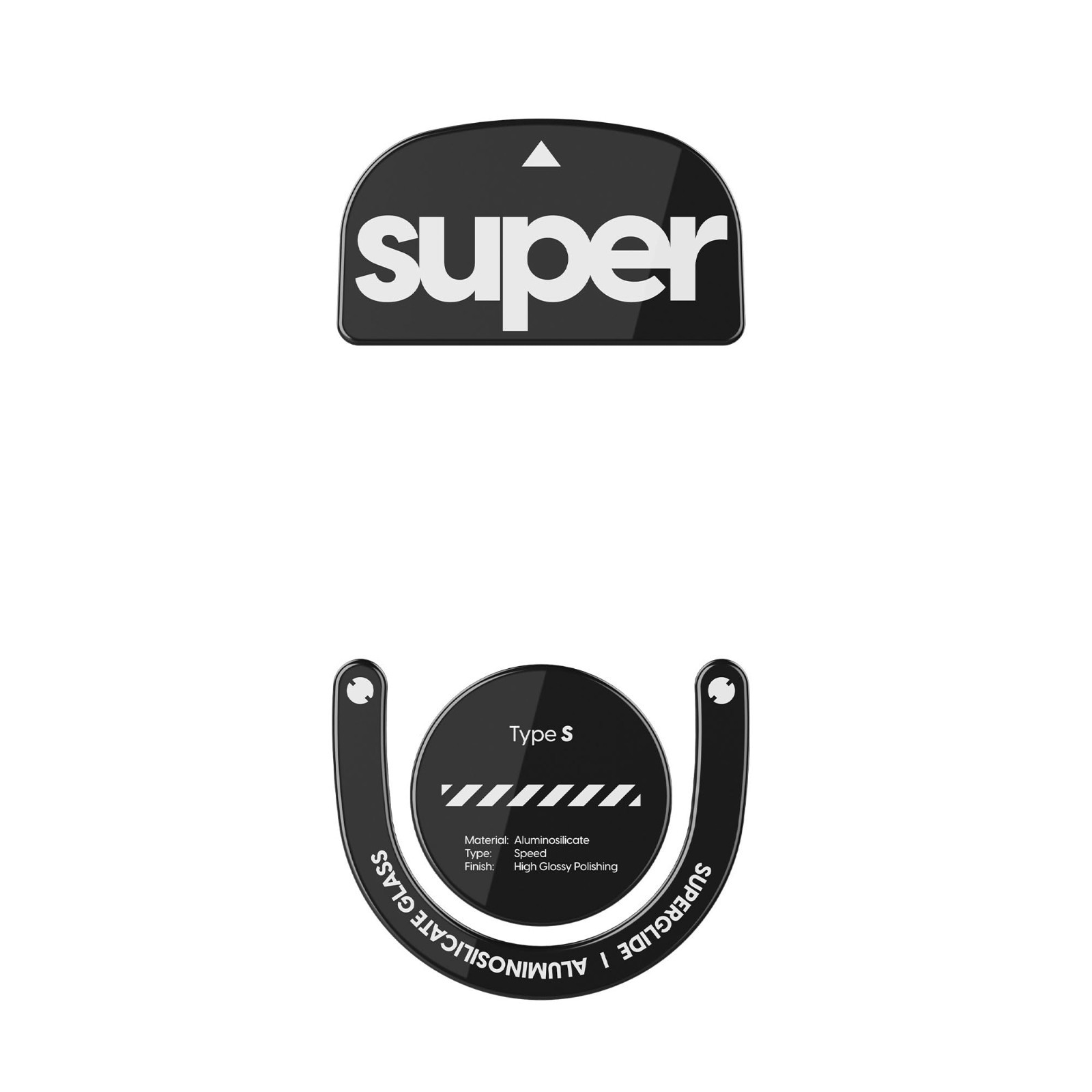 Superglide Glass Mouse Skates – Super Smooth Glide, Polished Round Edge – Black