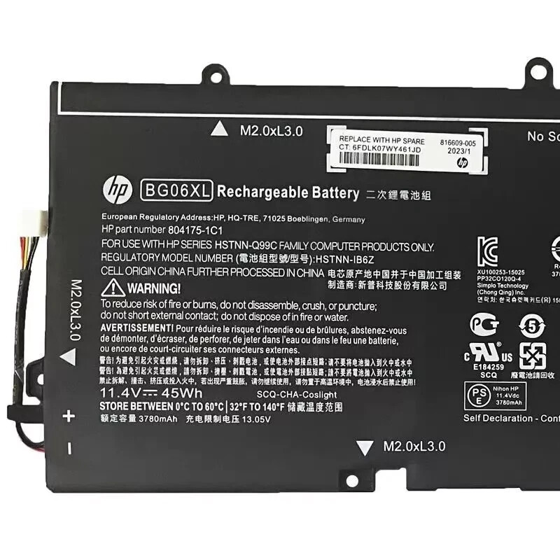 Genuine BG06XL Battery For HP EliteBook Folio 1040 G3 HSTNN-IB6Z 804175-181 45Wh