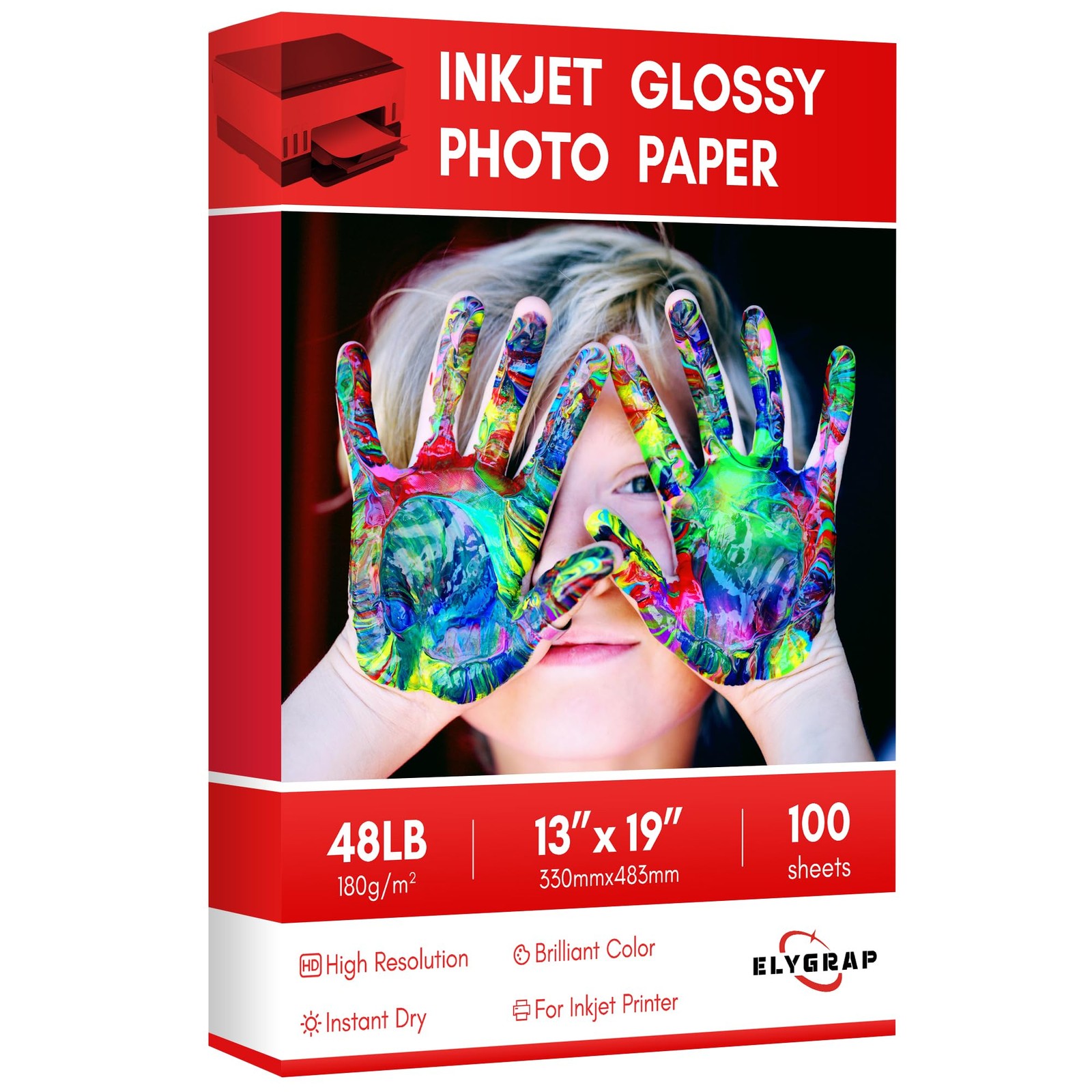 100 Sheets Professional Glossy Inkjet Photo Paper 13×19 Inch 180GSM Supply