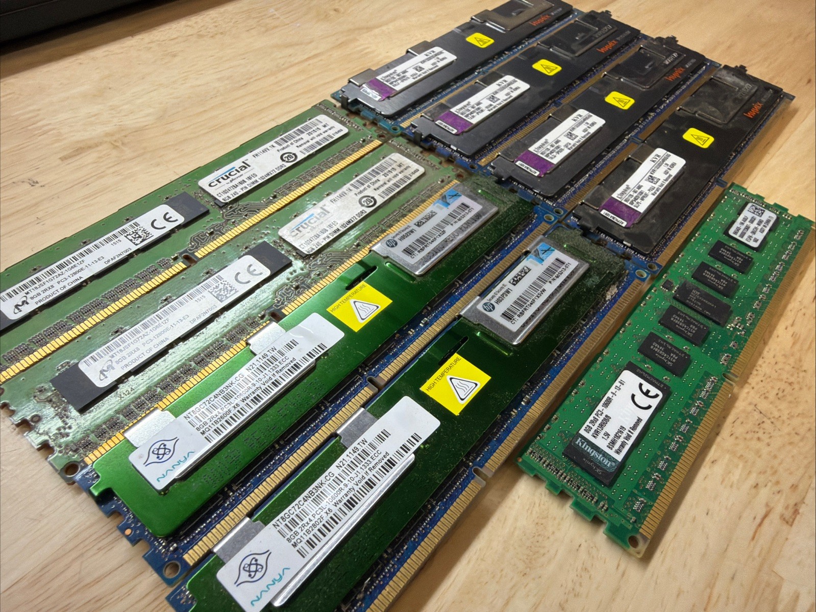 Mixed Lot of 9 72GB (9x8GB) DDR3 PC3 Server RAM Micron/Samsung/Kingston/Nanya