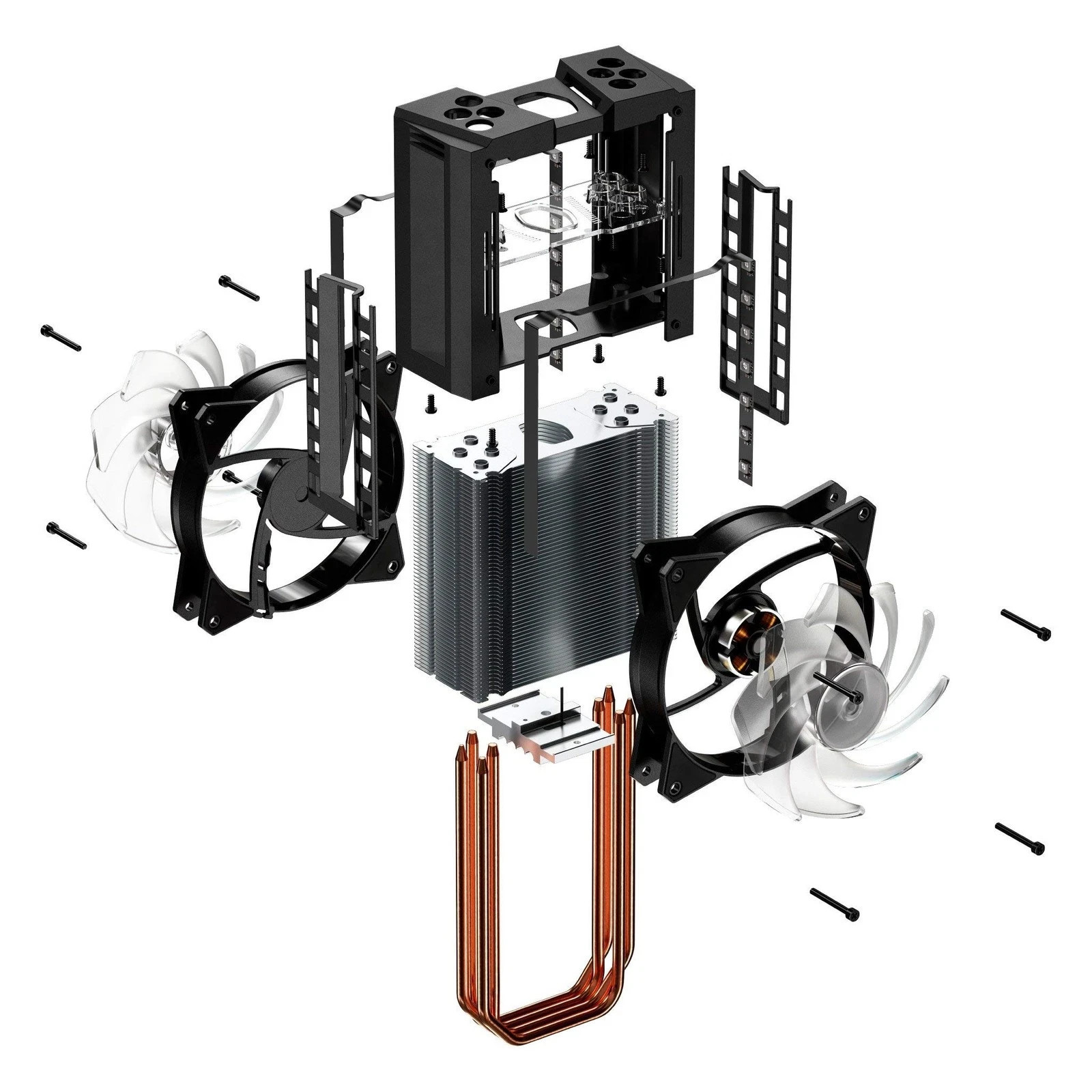 MasterAir MA410M ARGB CPU Air Cooler, Customizable ARGB, Aluminum Fins, Push-…