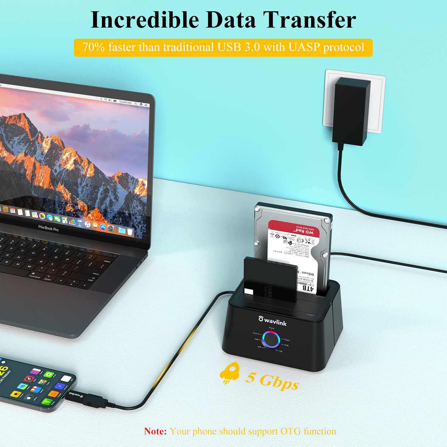 Sata Hard Drive Docking Station Reader for 2.5″3.5″ HDD SSD 2 Bay Clone 2X20tb