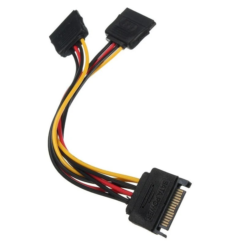 SATA 15Pin Power Splitter 1 to 2 – Male to 2 Female Y Cable 20CM