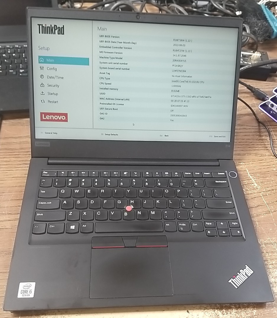Lenovo ThinkPad E14 14″ i5-10210u – 8GB Ram, 256GB SSD.