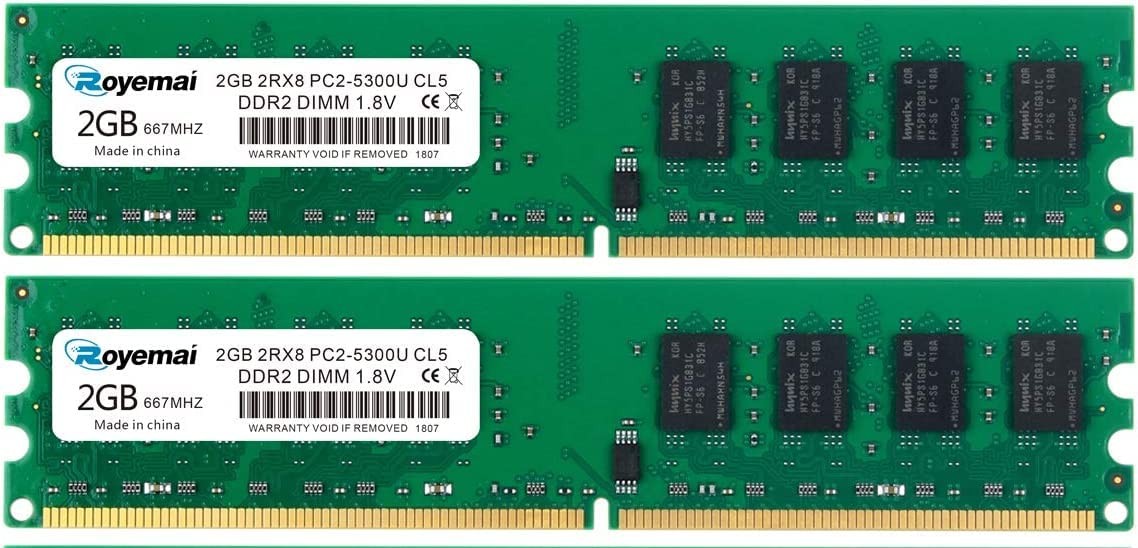 4GB Kit 2x2GB DDR2 667MHz PC25300 UDIMM 1.8V CL5 240Pin Desktop Memory RAM