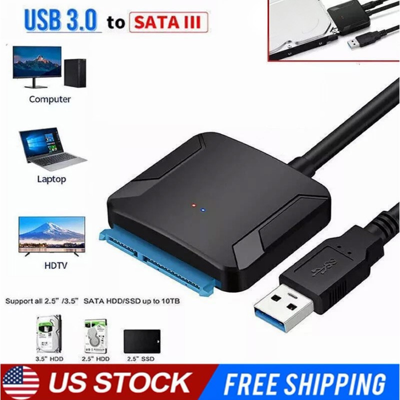 USB 3.0 to SATA External Hard Drive Reader 2.5″ 3.5″ HDD SSD Power adapter