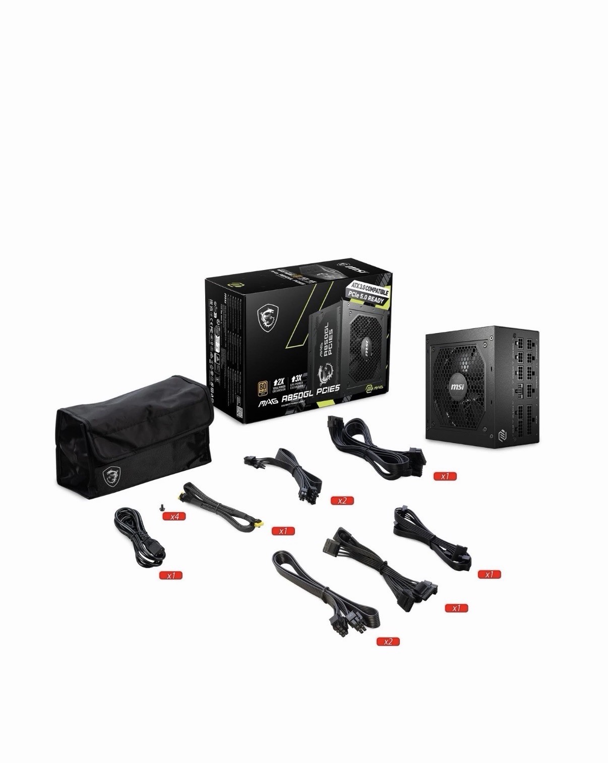 MSI MAG A850GL PCIE5, Fully Modular Compact Gaming 850W Power Supply – FREE SHIP
