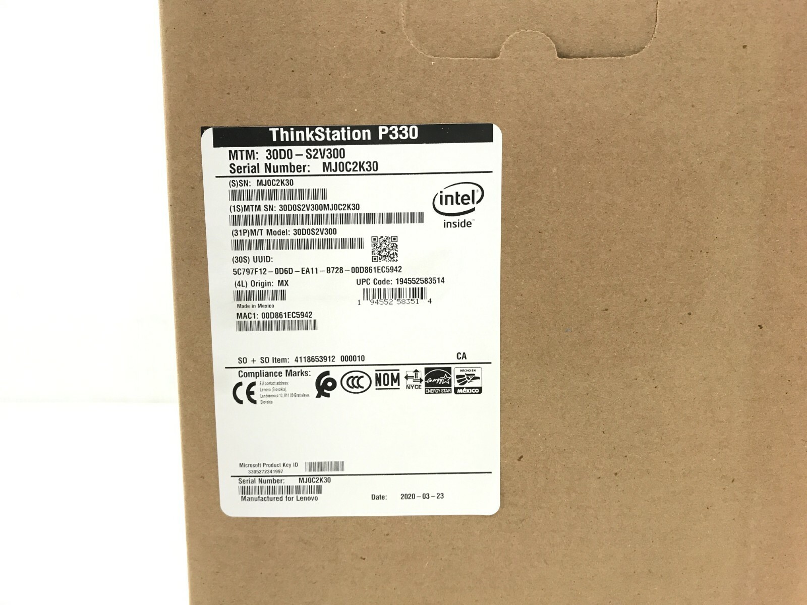 ✅Lenovo ThinkStation P330 Tower i5-9400 8GB 1TB HD Quadro P400 W10P (30D0S2V300)