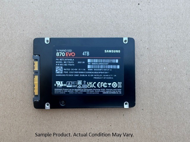 1 Samsung 870 EVO 4TB 2.5″ SATA III SSD – 97% Health Remaining – Ready to Use!