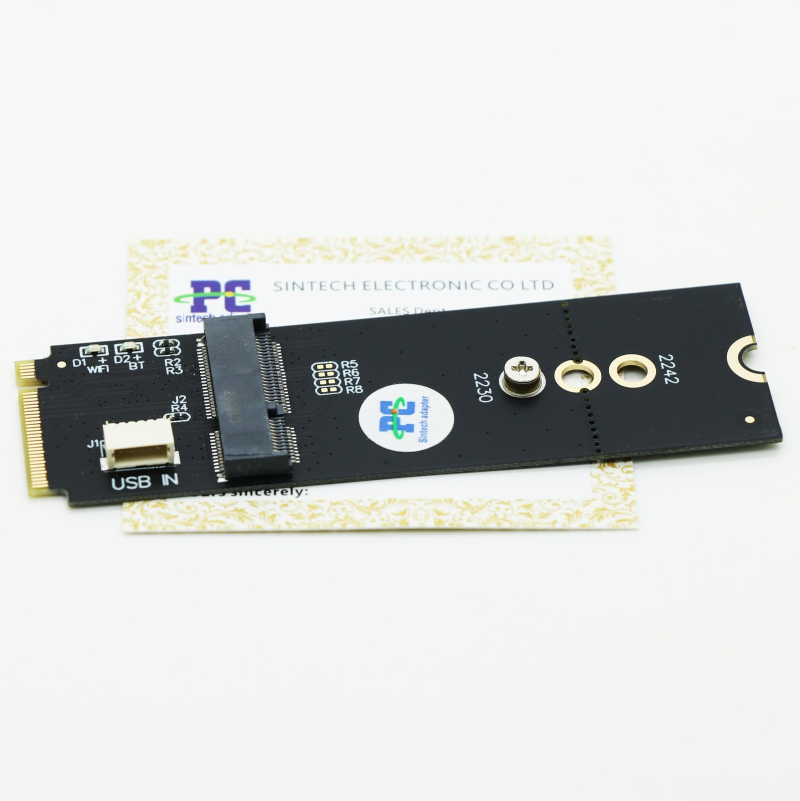 Sintech M.2 M-Key A/E Key,NGFF Key-E Card to Key M Adapter Black