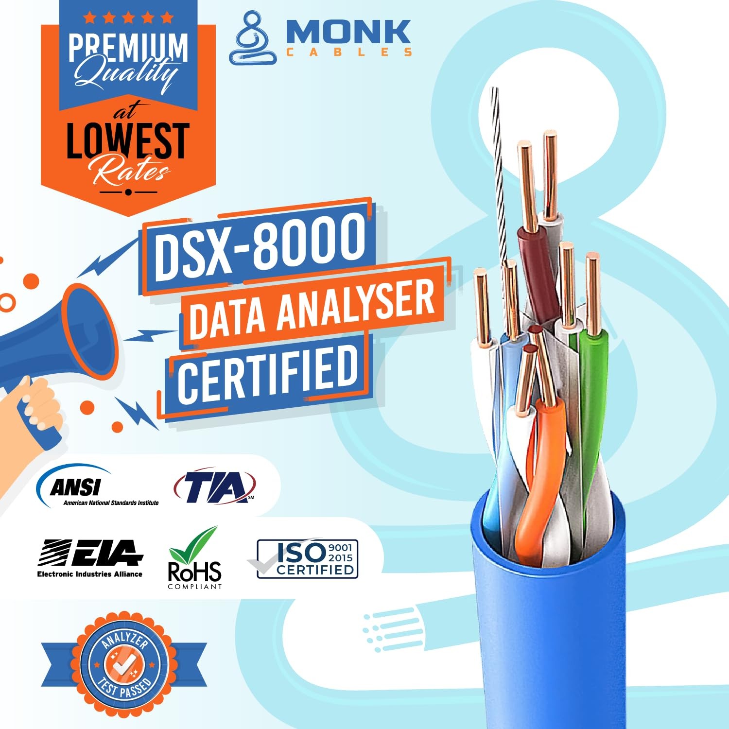 CAT6 Plenum Cable 1000ft | UTP, 23AWG, 550MHz | DSX-8000 Certified | Most Certif