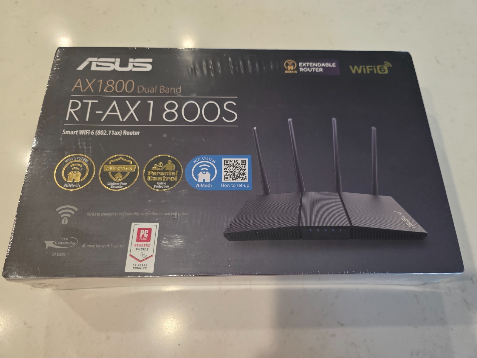 ASUS RT-AX1800S Dual Band WiFi 6 Extendable Router, Built-in VPN