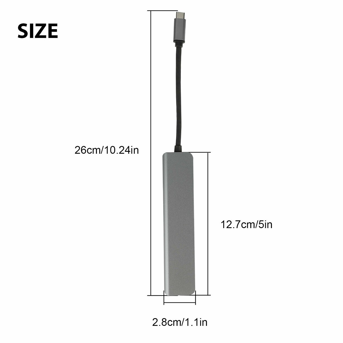 7 In 1 USB-C To HDMI Adapter SD/TF Card Reader 3x USB 3.0 For MacBook Pro/Air
