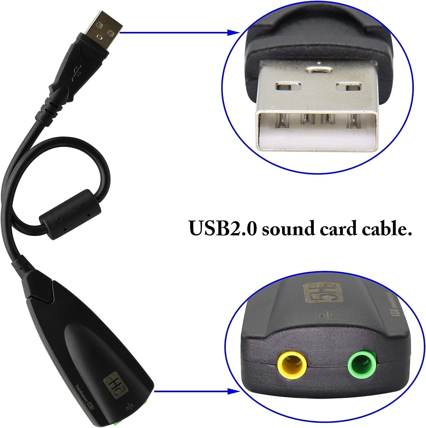 zdyCGTime USB External Stereo Sound Adapter 5hv2 Multi-Function 2.0 cable
