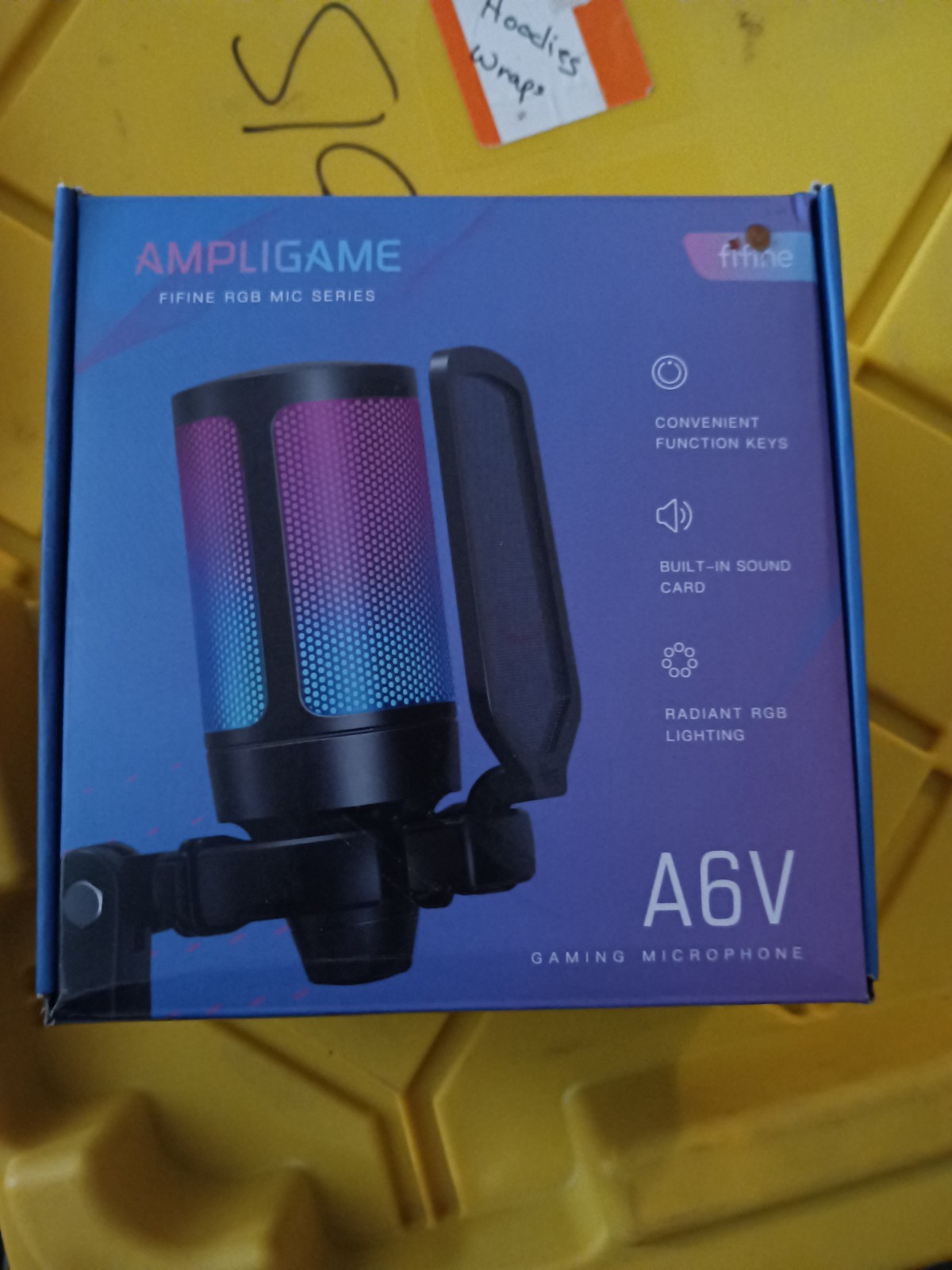 Fifine A6V Ampligame USB Condenser Gaming Microphone RGB w/ Tripod Stand