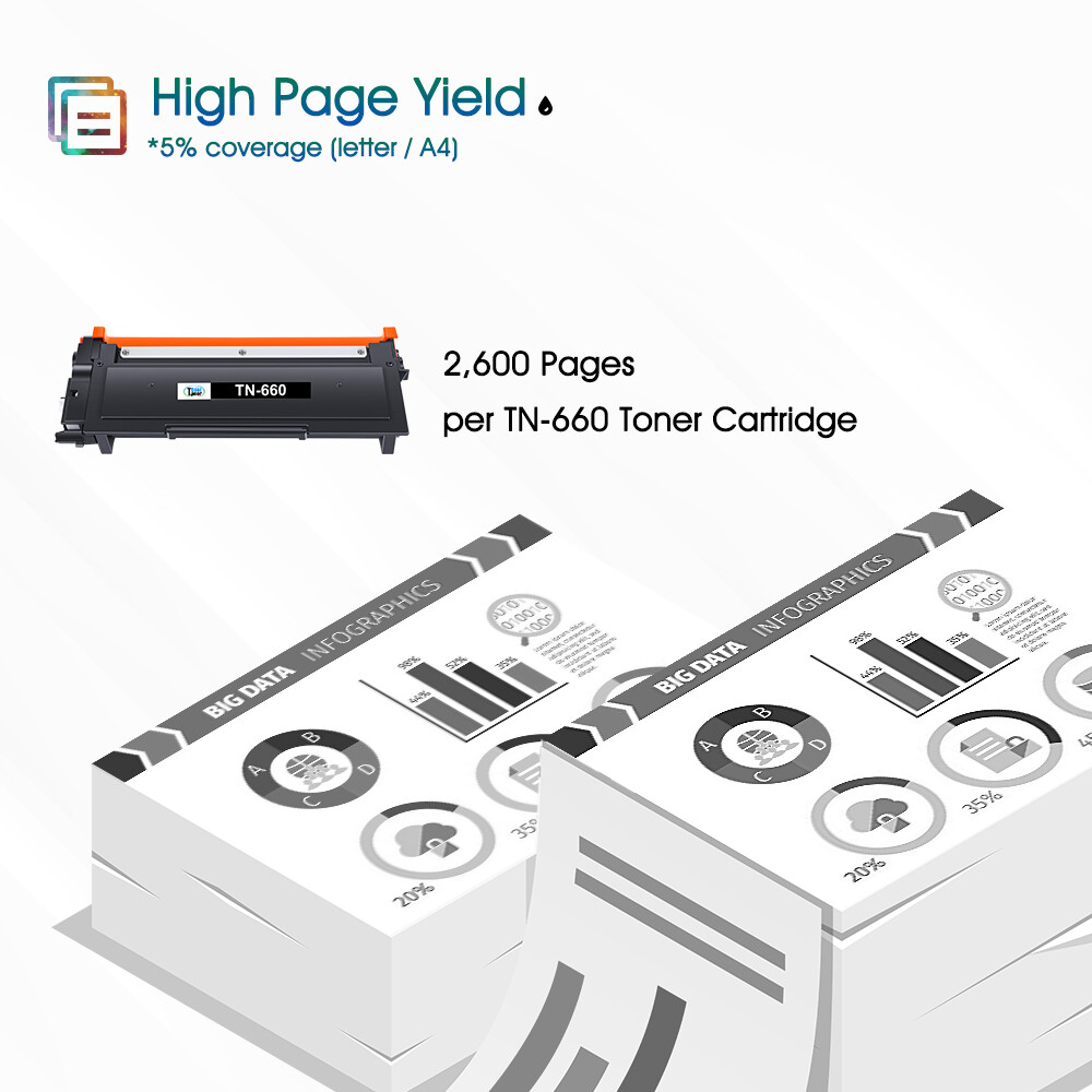 2PK TN660 Toner Cartridge For Brother TN630 MFC-L2700DW DCP-L2540DN HL-L2320D