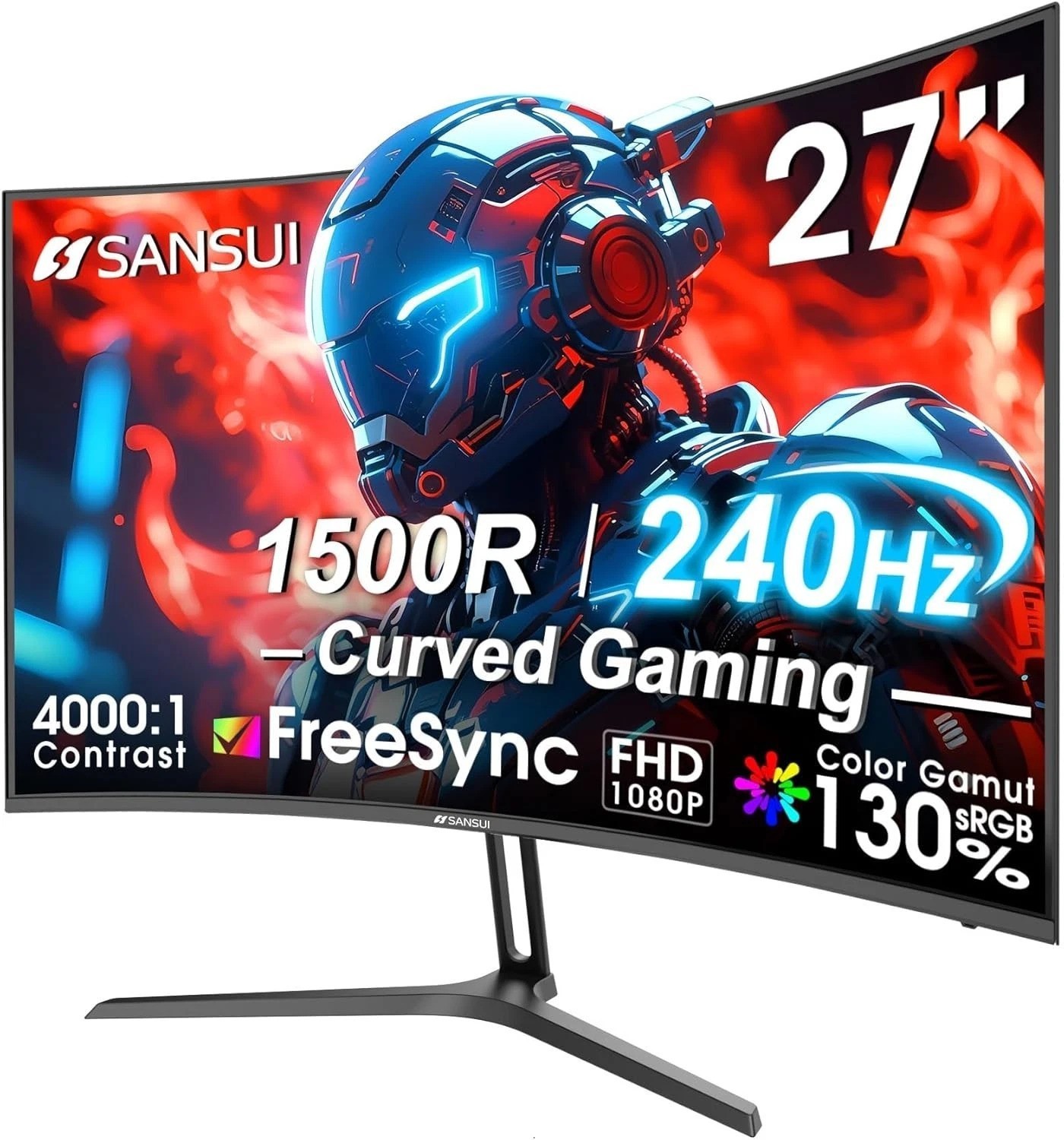 27 Inch Curved 240Hz Gaming Monitor FHD 1080P, 1500R Curve Computer Monitor, …