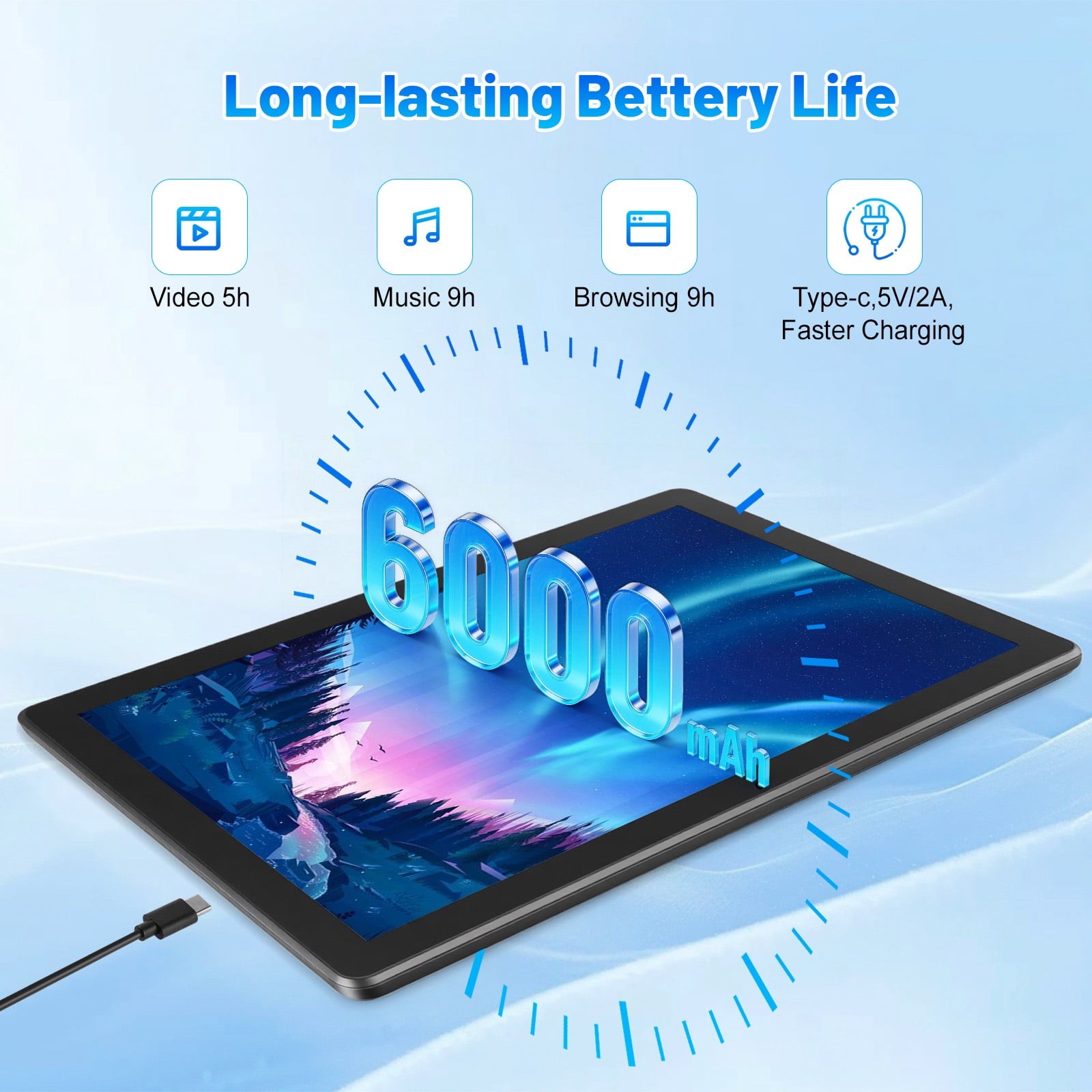 AEEZO Android 16 Tablet 10.1″ 36GB+256GB/2TB Octa Core 6000mAh Widevine L1