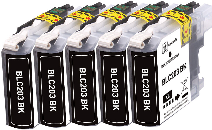 5 PK BLACK Premium Ink fits Brother LC203 MFC-J480DW MFC-J5320DW MFC-J4320DW