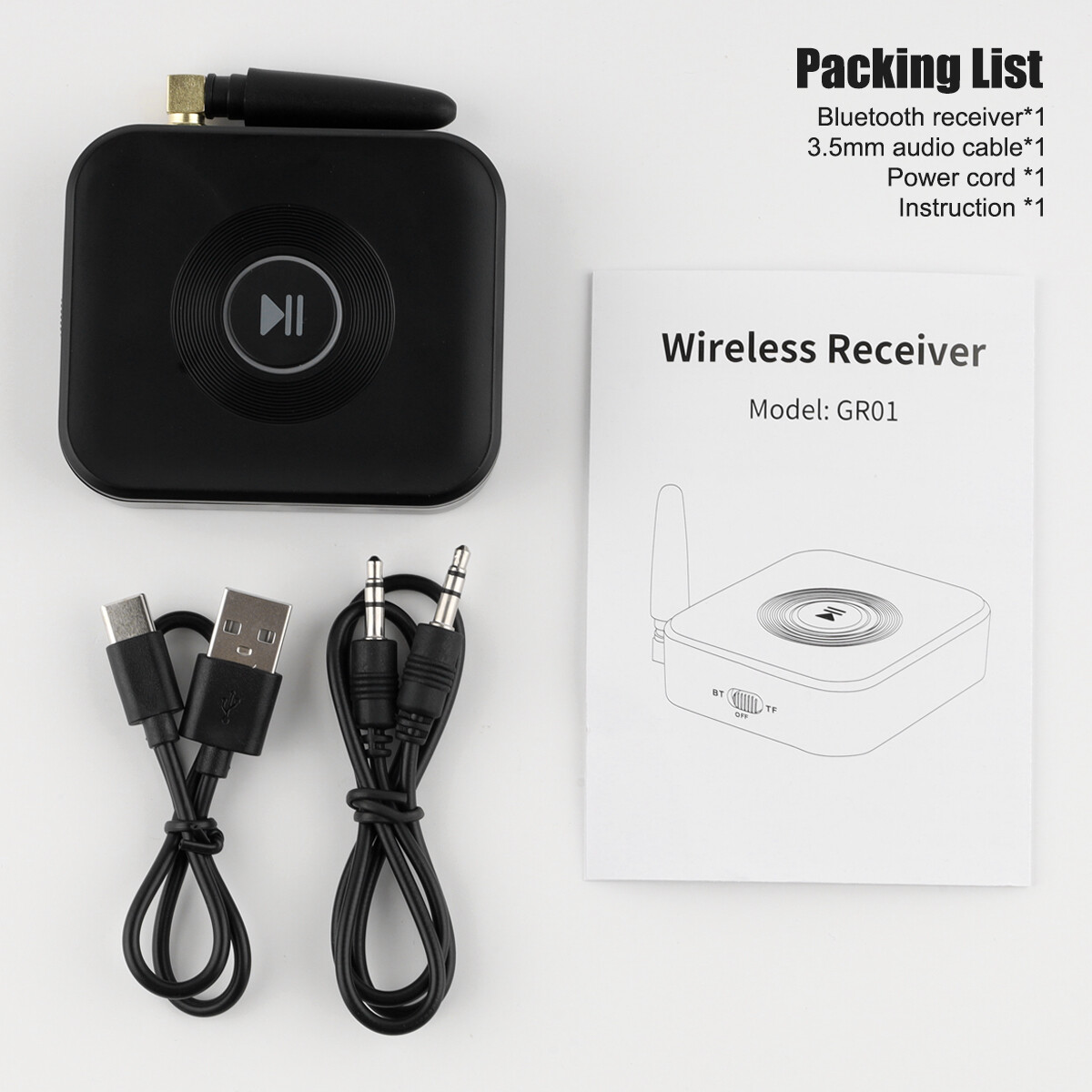 Bluetooth 5.1 Receiver Wireless 3.5mm Jack AUX to 2 RCA Audio Stereo Adapter US
