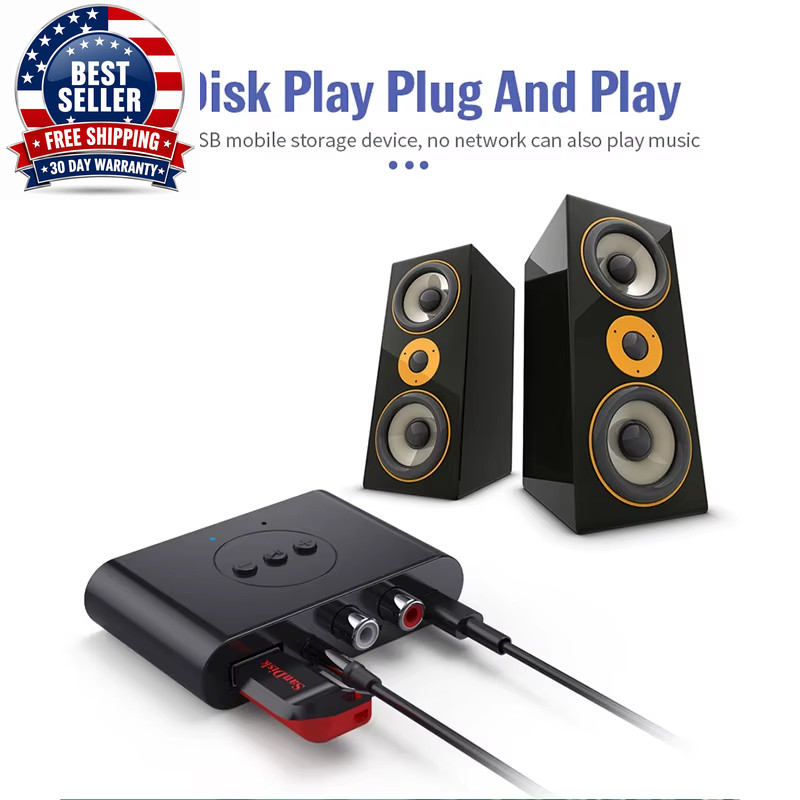 Bluetooth 5.2 Audio Receiver NFC U Disk RCA 3.5Mm AUX USB Stereo Music Wireless
