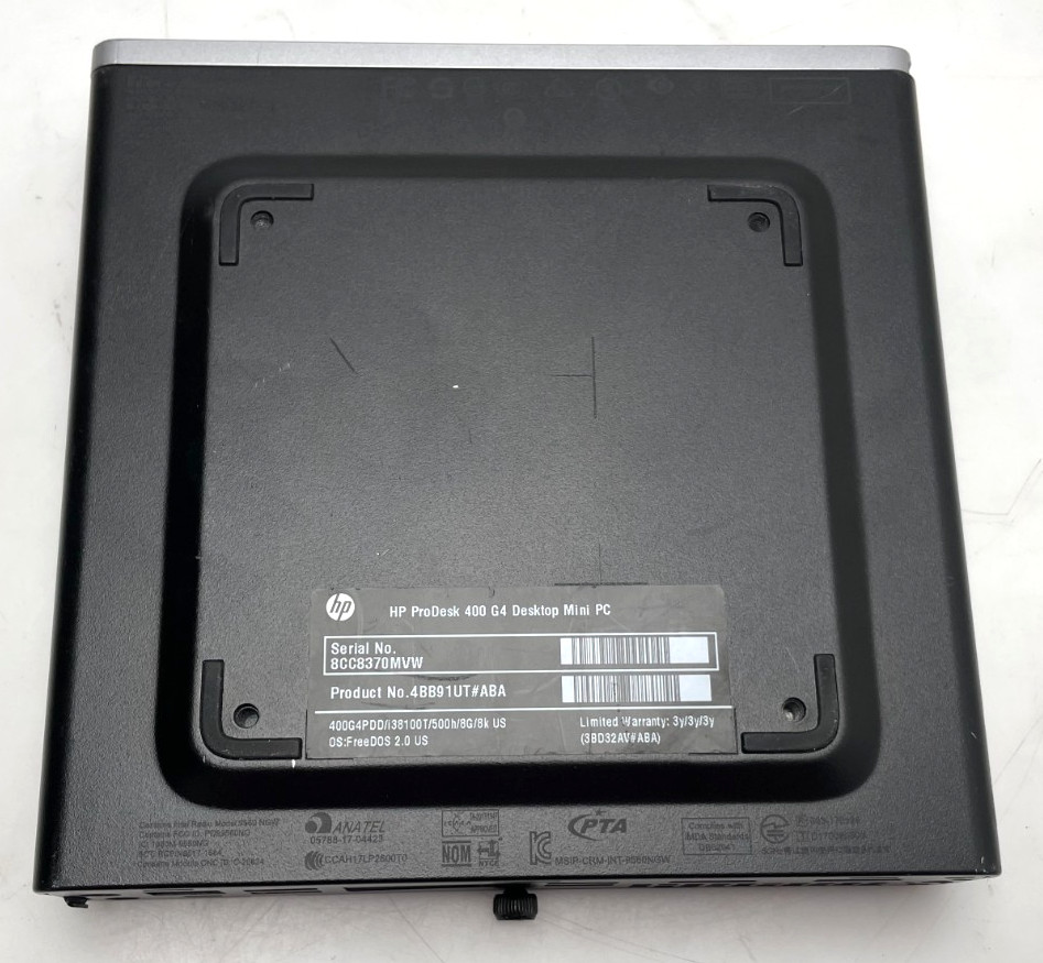 HP ProDesk 400 G4 Desktop Mini i3-8100T 8gb Ram 500gb SSD W11 Incl. Pwr Spply