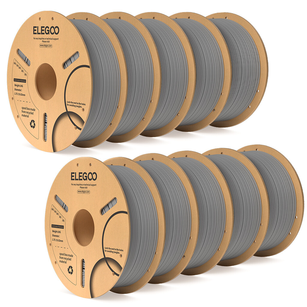 【LIMITED🔥】ELEGOO PLA 3D Printer Material 1.75mm Filament 10kg Grey