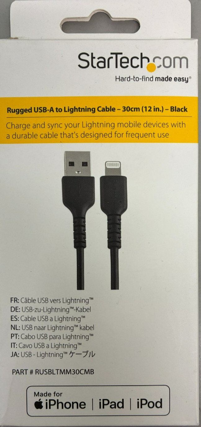 StarTech.com – RUSBLTMM30CMB – 30cm Durable USB A to Lightning Cable – Black
