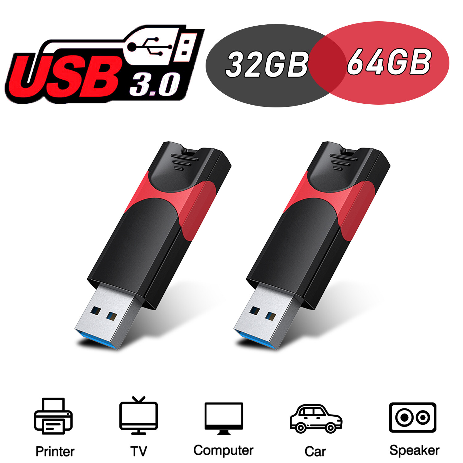 LOT 32/64GB USB3.0 High Speed Flash Drive Memory Stick Retractable Thumb Drive