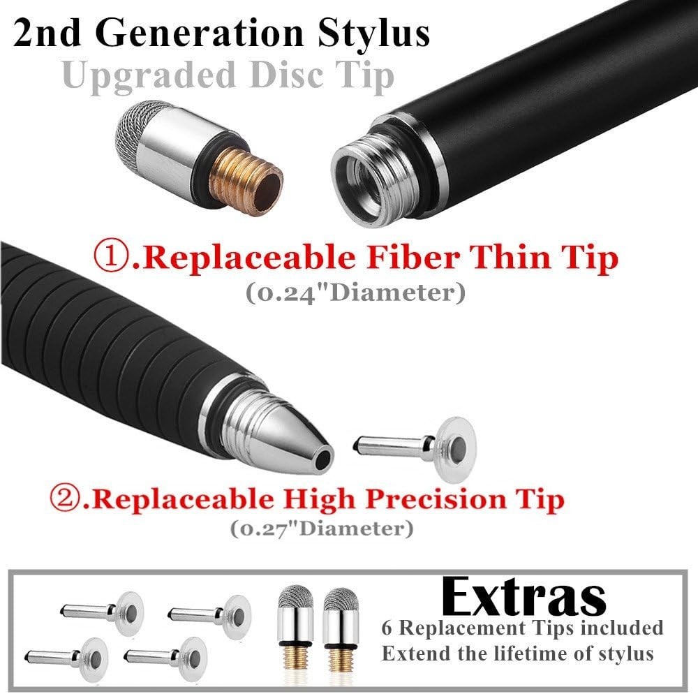 (2nd Generation) [2 in 1 Precision Series] MEKO Disc Stylus Pen 2PCS