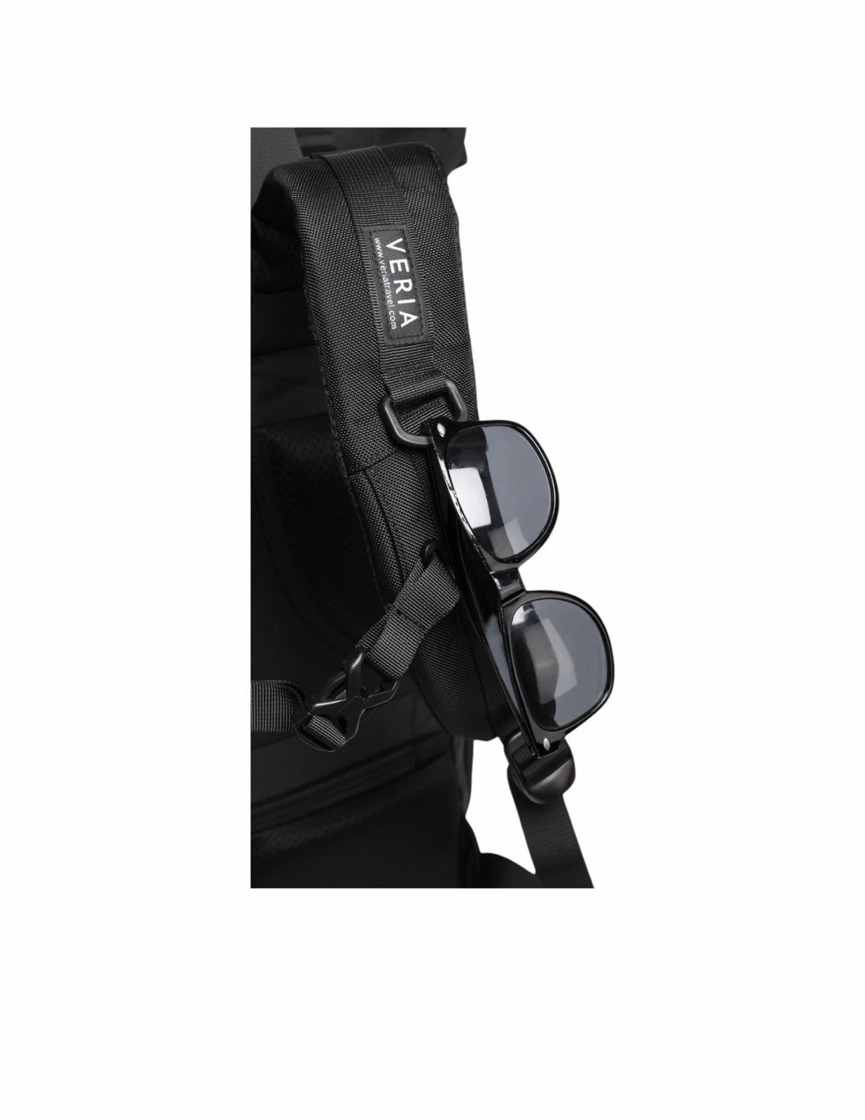 VERIA Black Roll-Top Nylon Laptop Backpack 15in, Padded Straps, Water Resistant