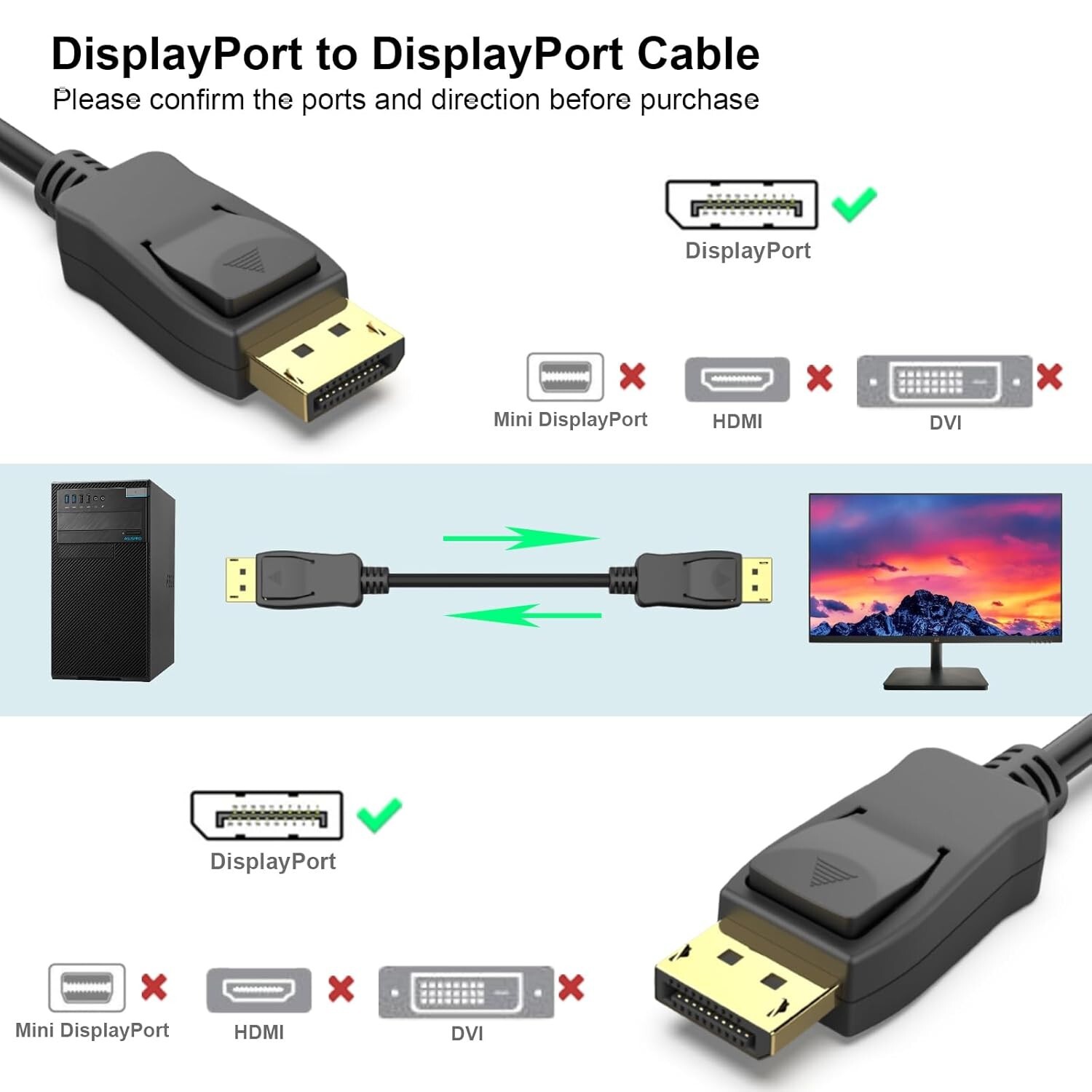 DisplayPort 60HZ Cable 4K@60hz 2k@165Hz Display Port DP 1.2 Cable Video PC Cord