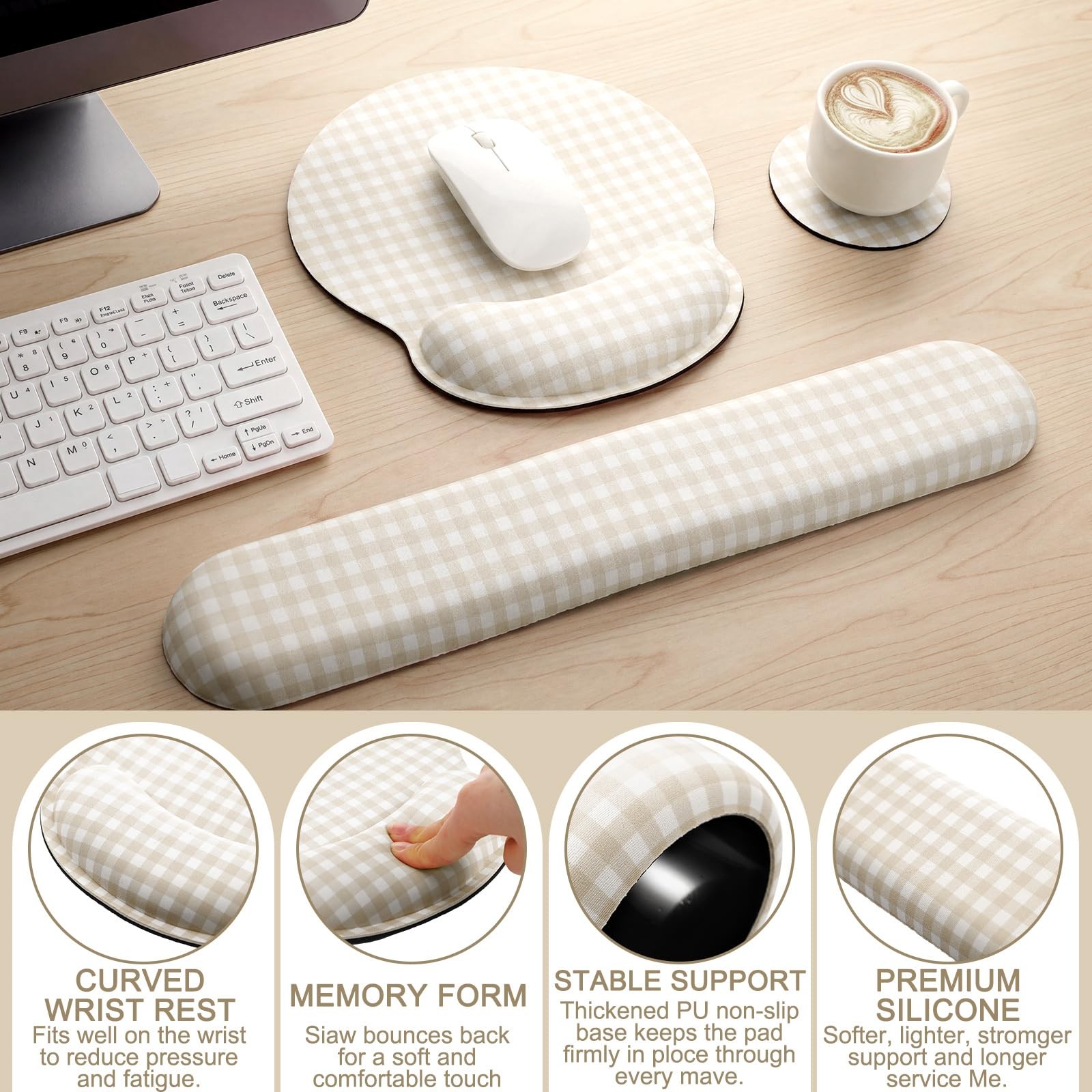 Tellegloww Wrist Rest Support for Mouse 7.09*3.94*2.76 inches, Khaki