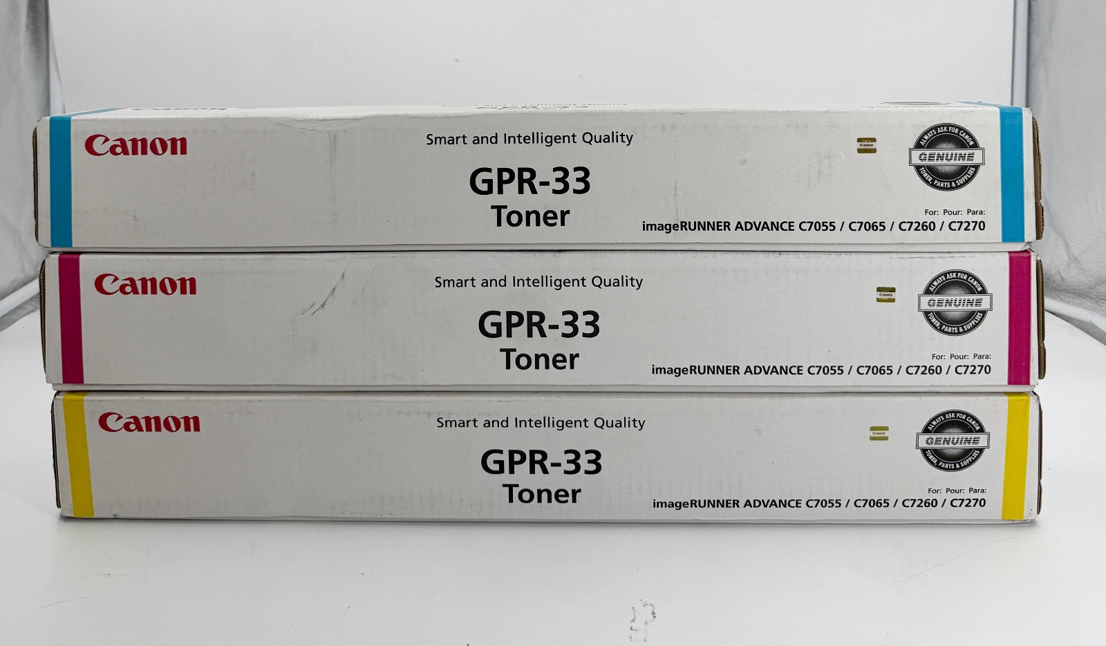 Lot of 3 Brand New GENUINE Canon GPR-33 Cyan Magenta Yellow Toner Set