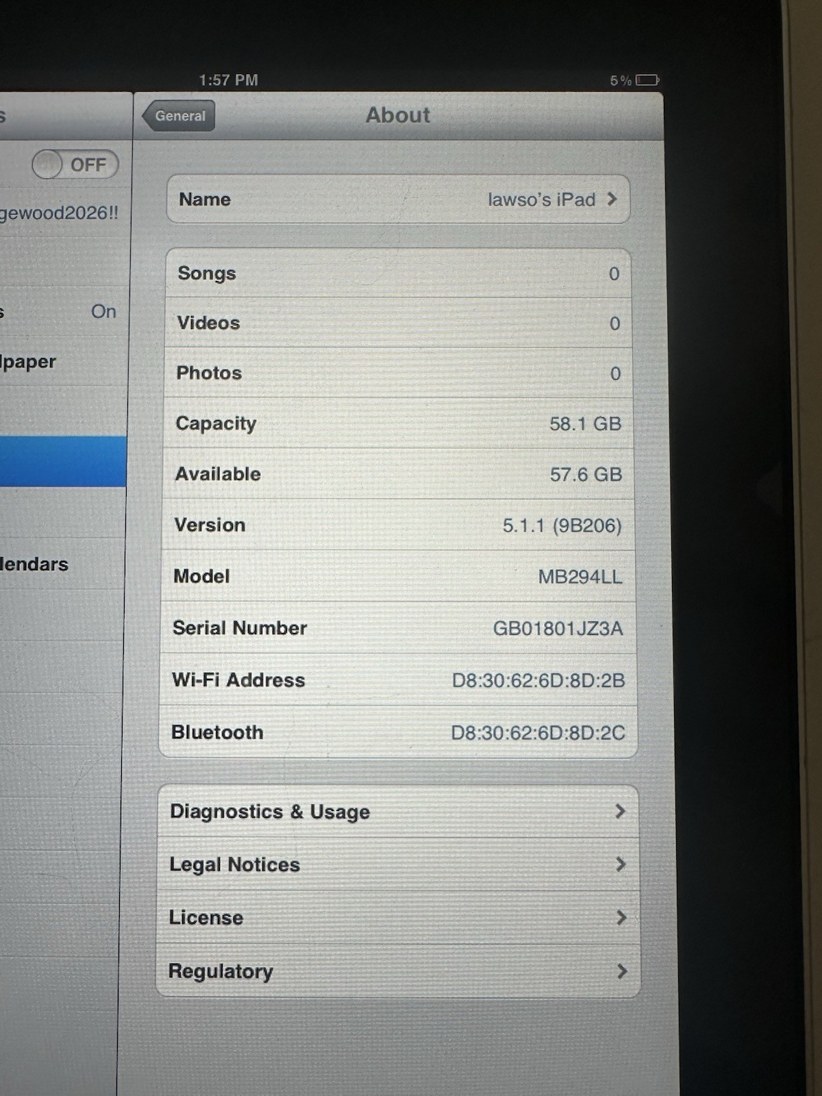 Apple iPad 1st Gen 64GB 9.7in Silver Wi-Fi iOS Bluetooth MB294LL