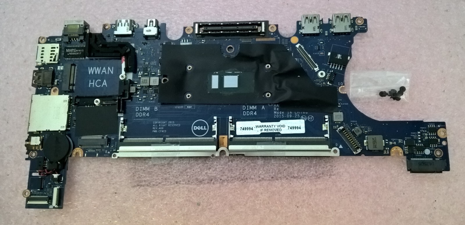 Dell Latitude E7270 Motherboard with i7-6600U 2.6GHz CPU Intel HD Graphics T0V7J