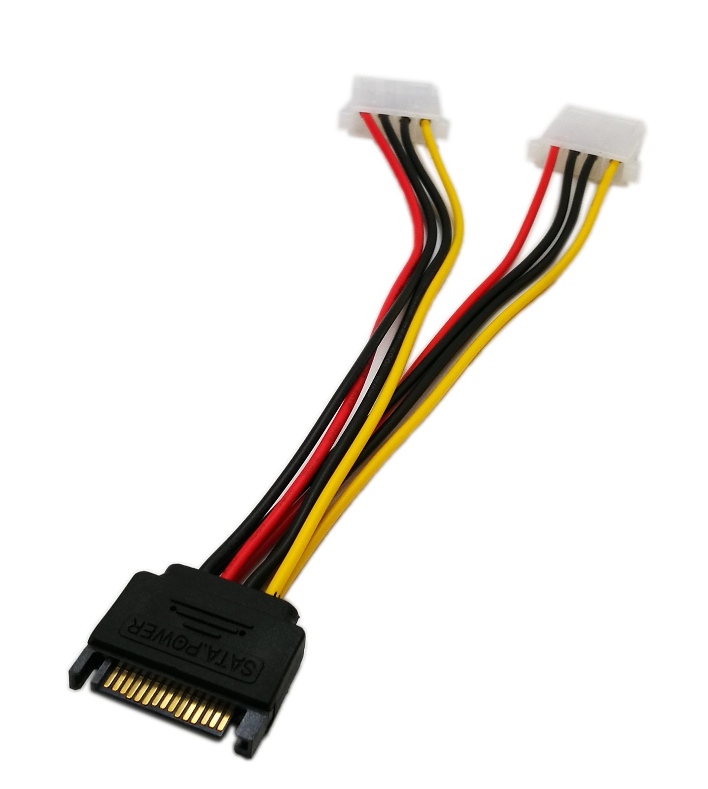 zdyCGTime 6 Inch Sata 15-Pin Male to Dual 4 Pin Molex Lp4 6 inches, BLACK