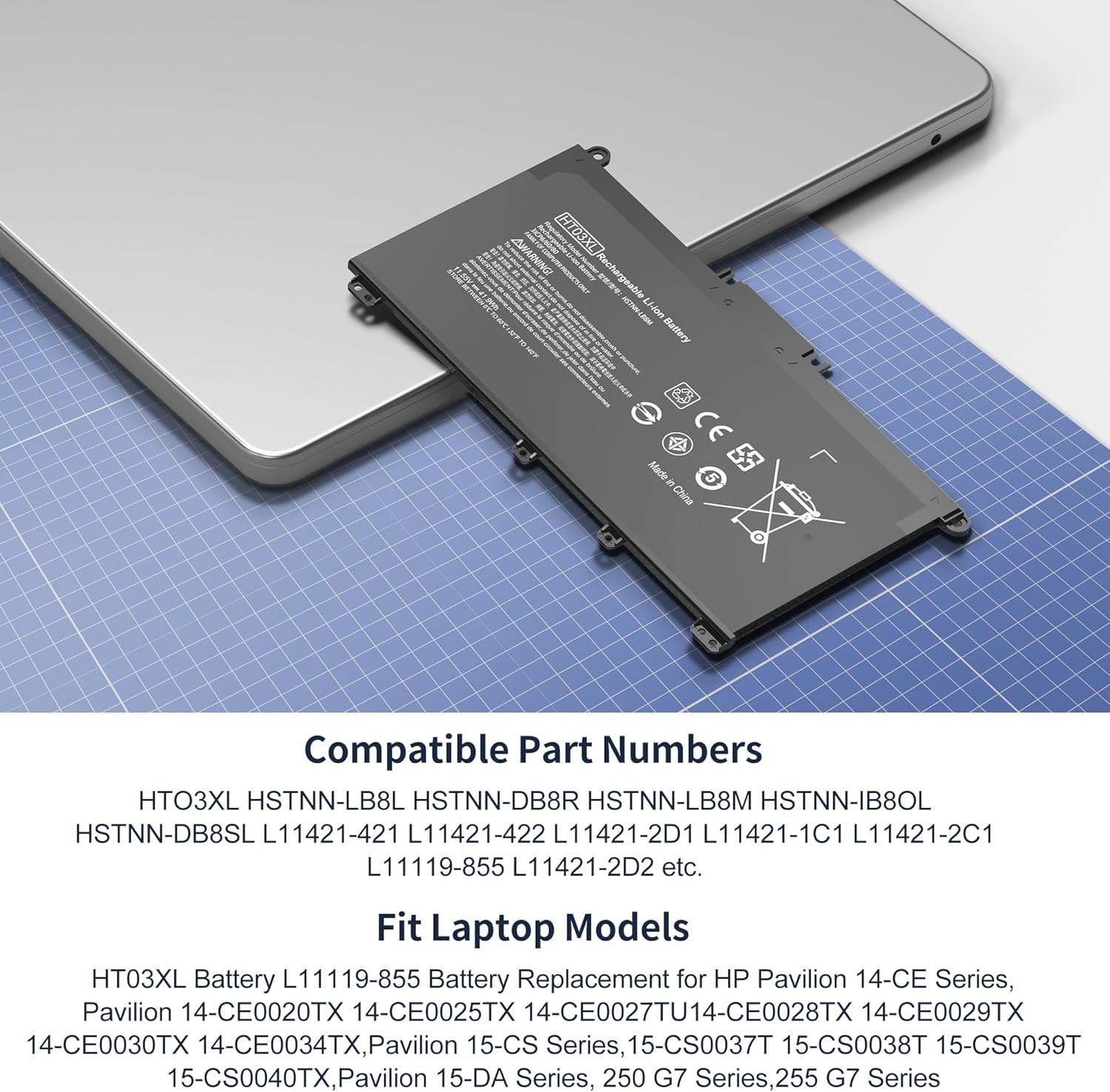 ✅HT03XL Battery for HP Pavilion L11421-2C2 L11119-855 15-CS 15-DA 41.9Wh New