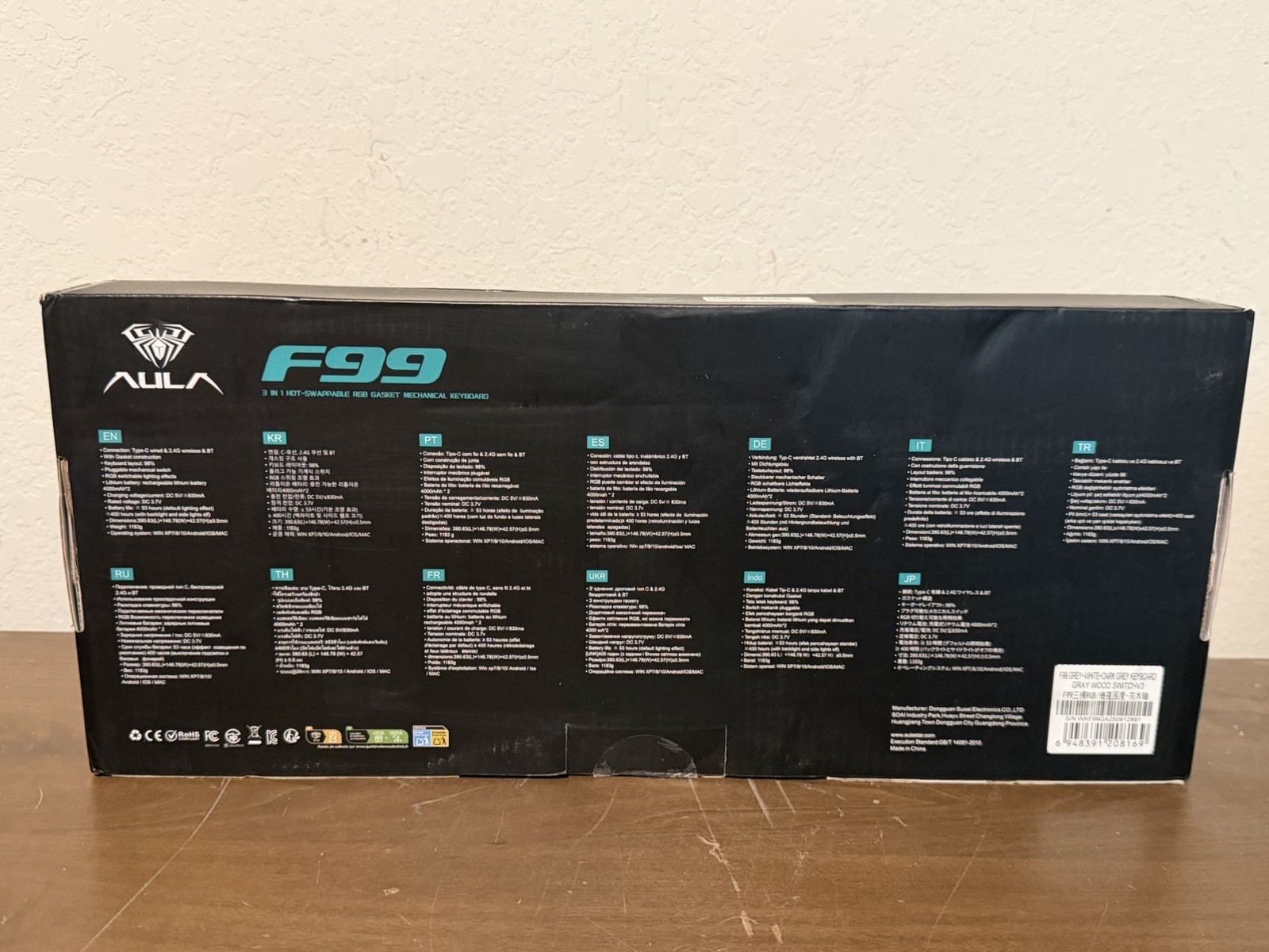 AULA F99 Wireless Mechanical RGB Keyboard 3 Modes Swappable White/Grey/Dark Grey