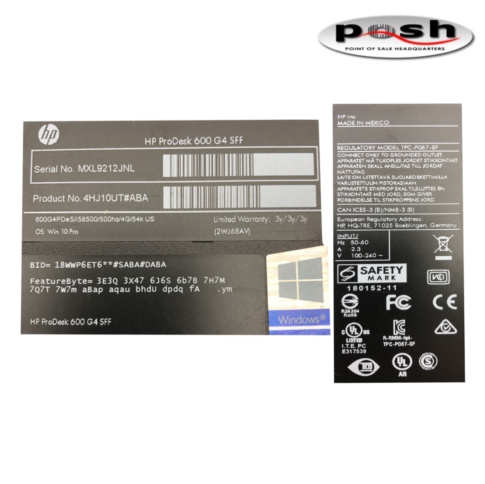 HP ProDesk 600 G4 SFF Desktop 4HJ10UT#ABA