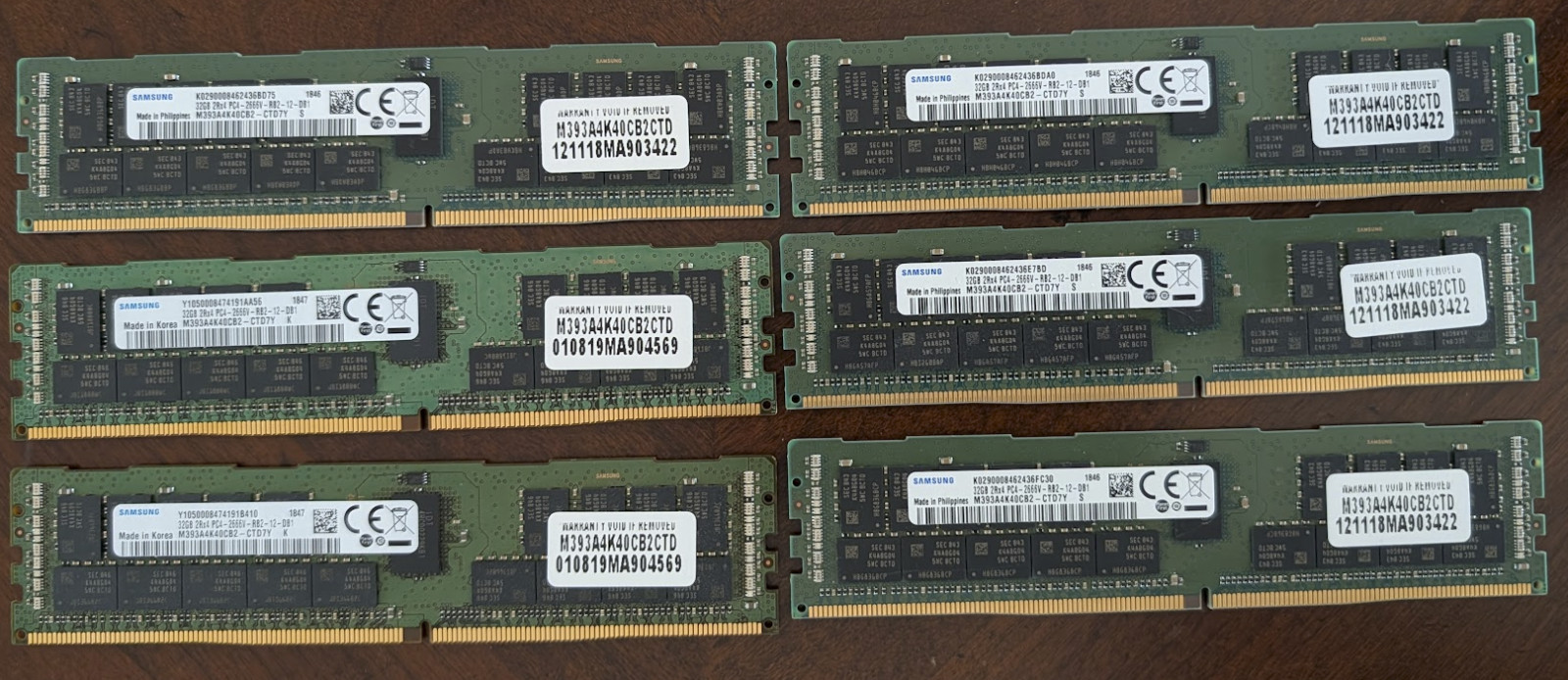 Samsung 32GB DDR4-2666 ECC RDIMM PC4-21300 2Rx4 Server RAM M393A4K40CB2-CTD