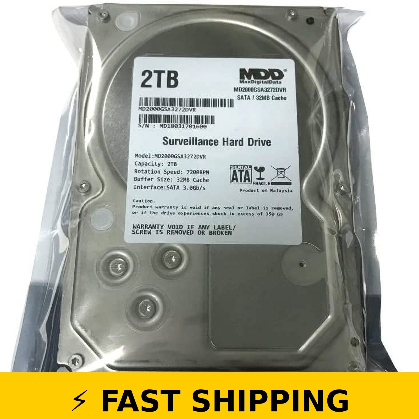 MDD MaxDigitalData 2TB 7200RPM 3.5″ Internal CCTV DVR Hard Drive