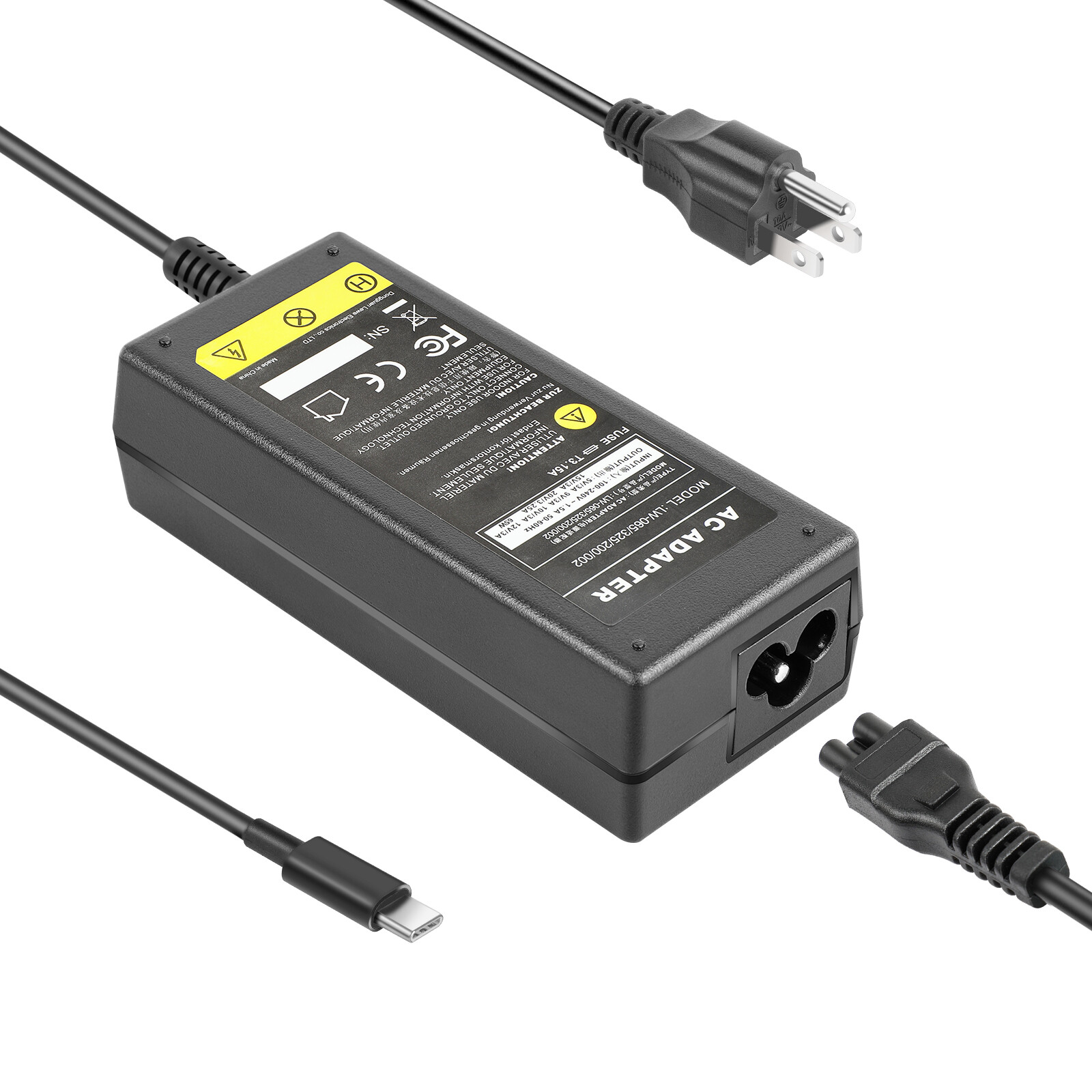 PD 45W/65W/90W Universal USB-C Type-C Adapter Laptop Charger Power Supply Cord