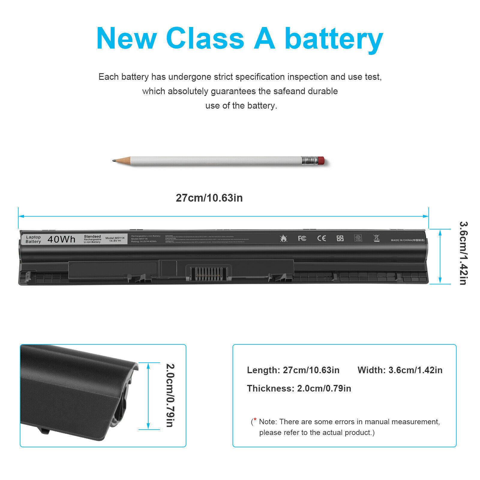 M5Y1K K185W Battery For Dell Inspiron 3451 3458 5455 5551 5555 5558 40Wh 14.8V