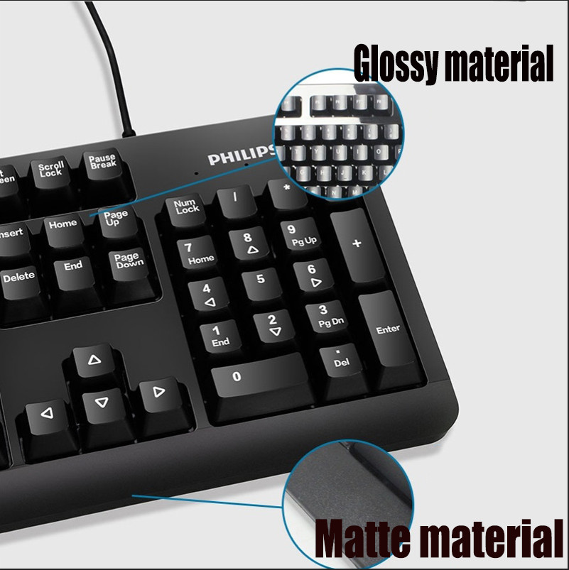 Philips Gaming Keyboard, USB Wired, Full-Size 104 Keys, Black, PC Laptop