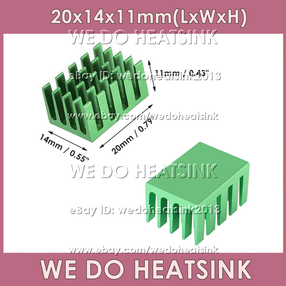 20x14x11mm With or Without Tape Green Anodized Heatsink Radiator Cooler for CPU