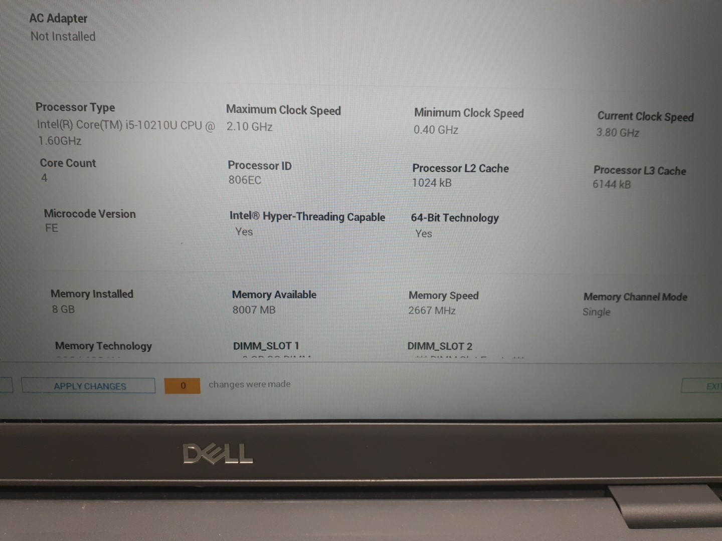Dell Latitude 3510 15.6″ i5-10210U 1.60 GHz 8GB RAM No SSD/OS/AC – Missing B Key