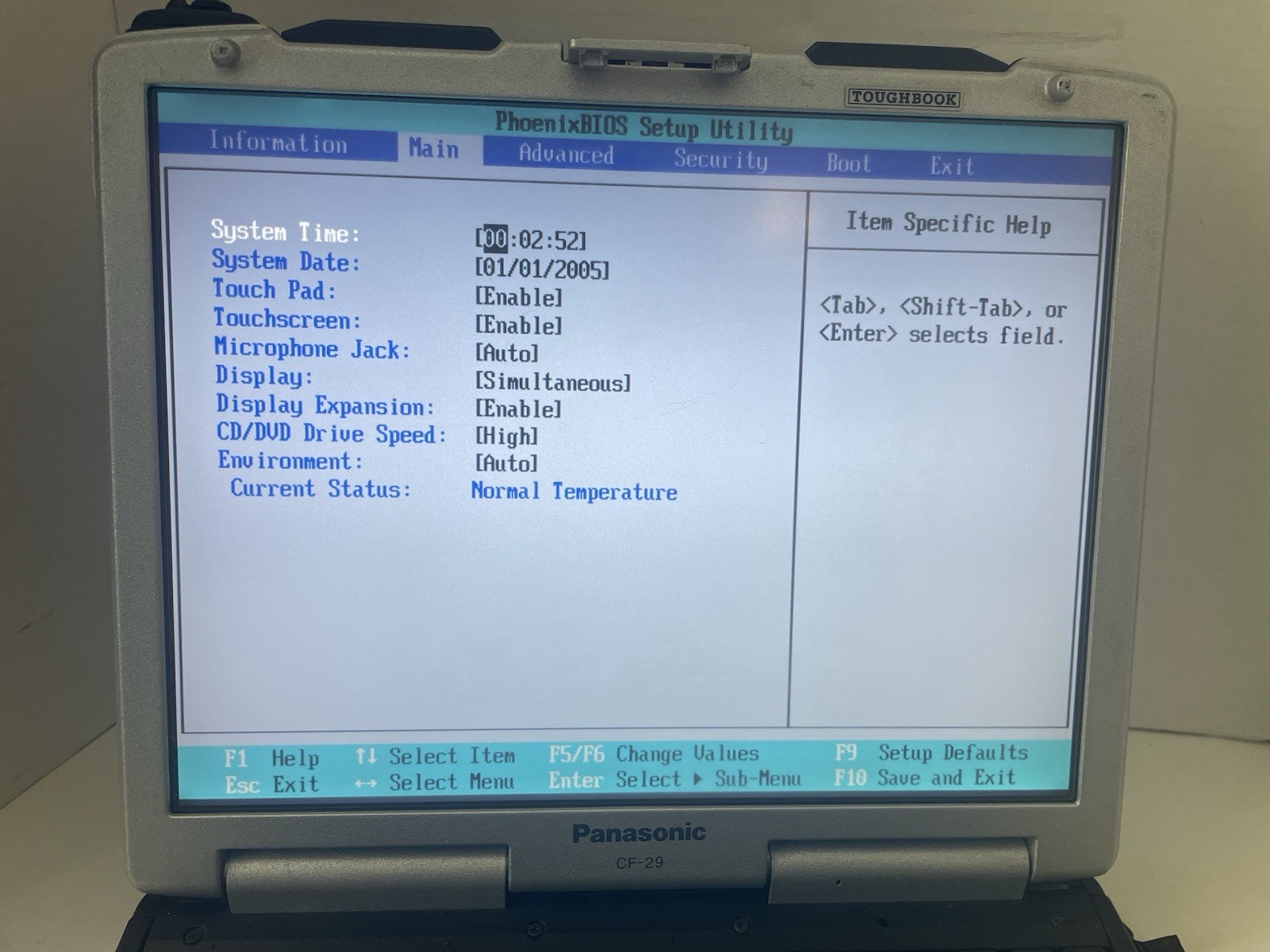PANASONIC CF 29 Toughbook Laptop 1.60GHz Pentium M 512MB RAM NO HDD FOR REPA