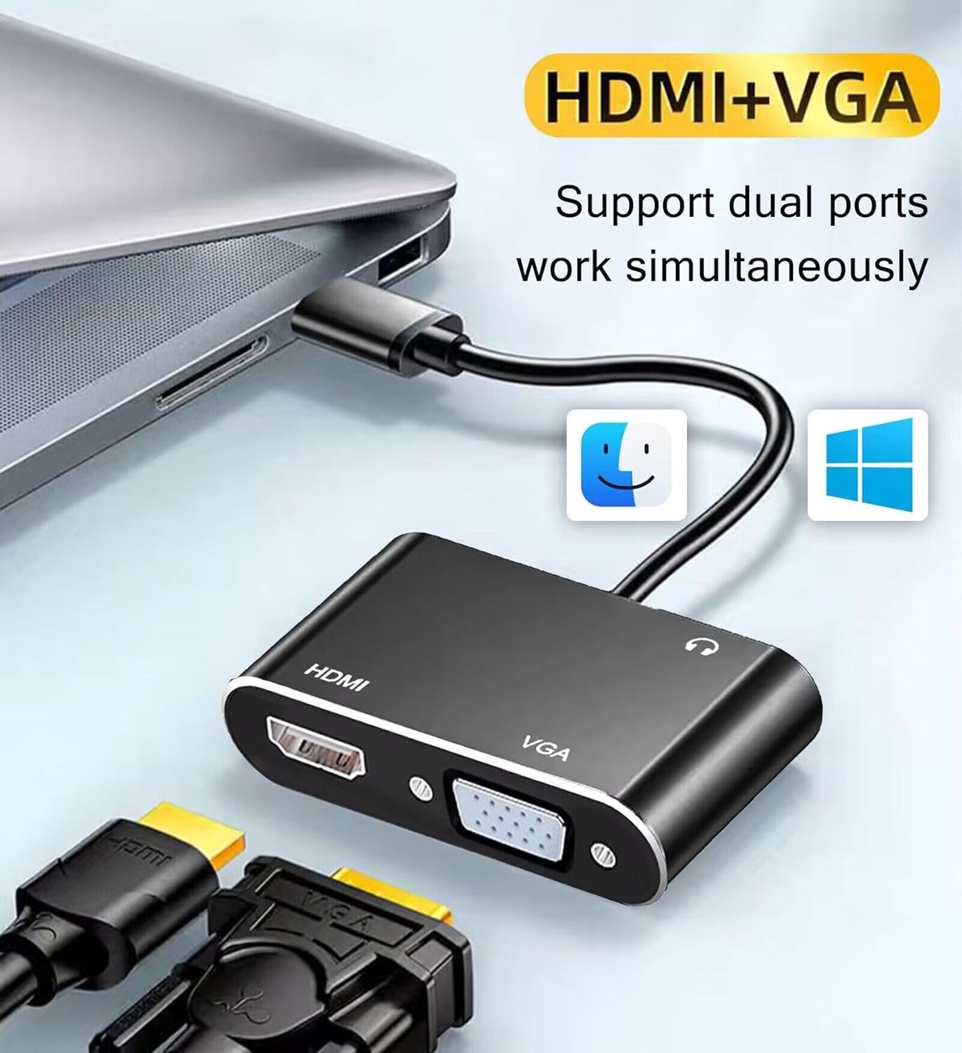 USB 3.0 to VGA HDMI Adapter for 2 Monitors 1920×1080 Resolution Dual Monitor